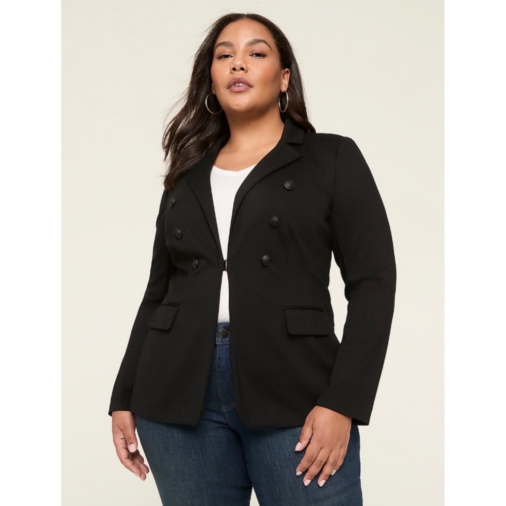 LANE BRYANT Petite Black 'The Bryant Blazer' Faux Double Breast NWT 26P